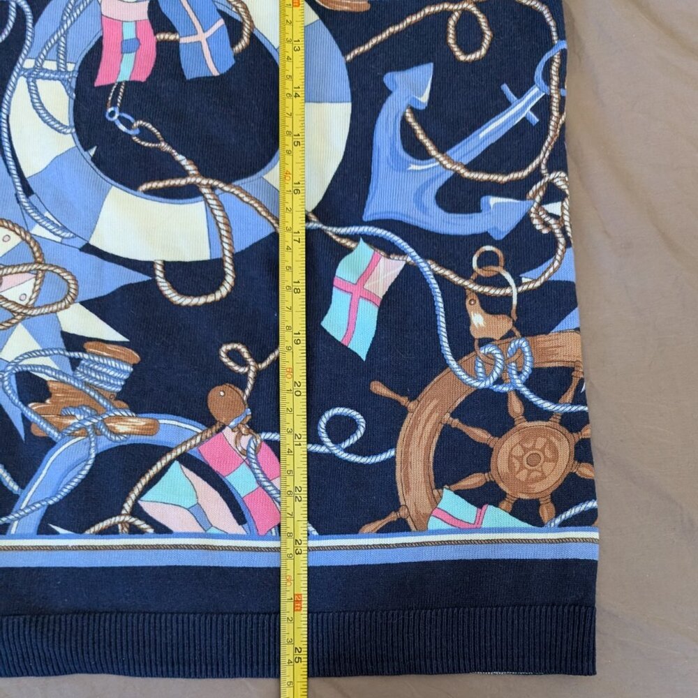 NWT Talbots Nautical Print Knit Cotton Blend X XL 14-16 Size Lightweight Sweater - Picture 11 of 12